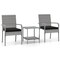 Mix Grey Rattan 3-Piece Patio Bistro Set with Cushions and Glass Table